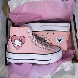 Pink hello Kitty platform converse